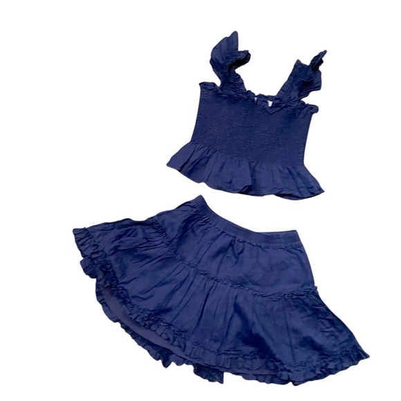 Hill House The Paz Top And Skirt in Navy‎ Linen Size L/XL Summer Preppy Feminine - Picture 2 of 15